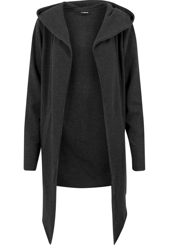 Urban Classics Men's Hooded Edge Long Frayed Sleeve Sweatshirt with Hoodie Open Front Cardigan for Men, Charcoal, 4XL Plus UK