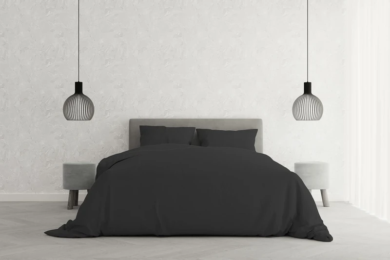 Italian Bed Linen Elegant cp-el scuro-2pst Duvet Cover Set, Microfibre, dark grey, double, 200 x 250 cm x 1, 3 units