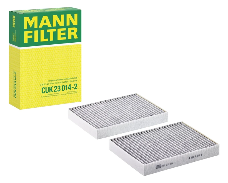 MANN-FILTER CUK 23 014-2 Cabin Air Filter - Pollen Filter with Activated Carbon - (set of 2) for Cars + Transporters