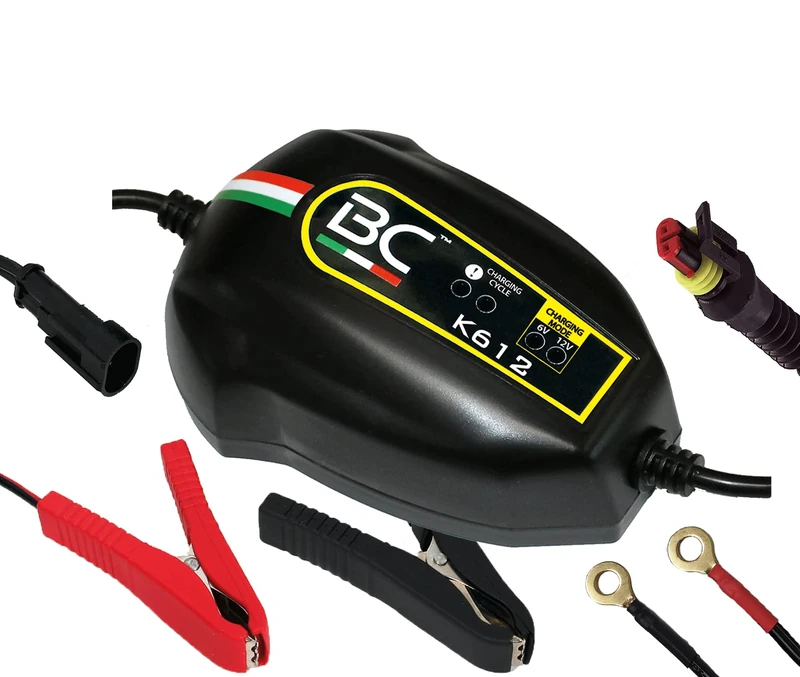 BC K612 Smart Charger and Maintainer 1 Amp for 6V/12V Lead-Acid Batteries, Suitable for Motorcycles, Scooters, Quads, Snowmobiles, Jet Skis and all Batteries up to 100Ah