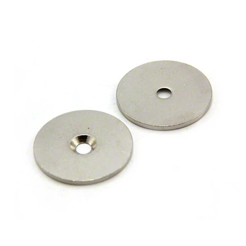 Countersunk Steel Disc for Using Magnets, Hang Artwork or Noticeboards - 32mm dia x 2mm thick x 4mm hole - Pack of 200