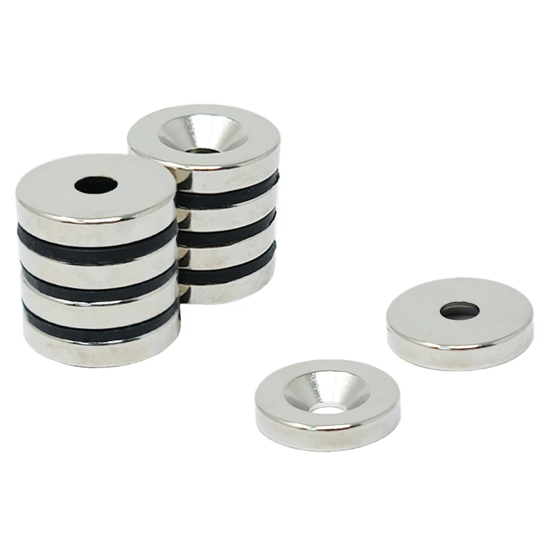 N42 Neodymium Countersunk Magnet for Arts, Crafts, Model Making, DIY, Hobbies, Office and Home - 20mm dia x 4mm thick x 5.2mm c/sink - 6.7kg Pull - South - Pack of 40