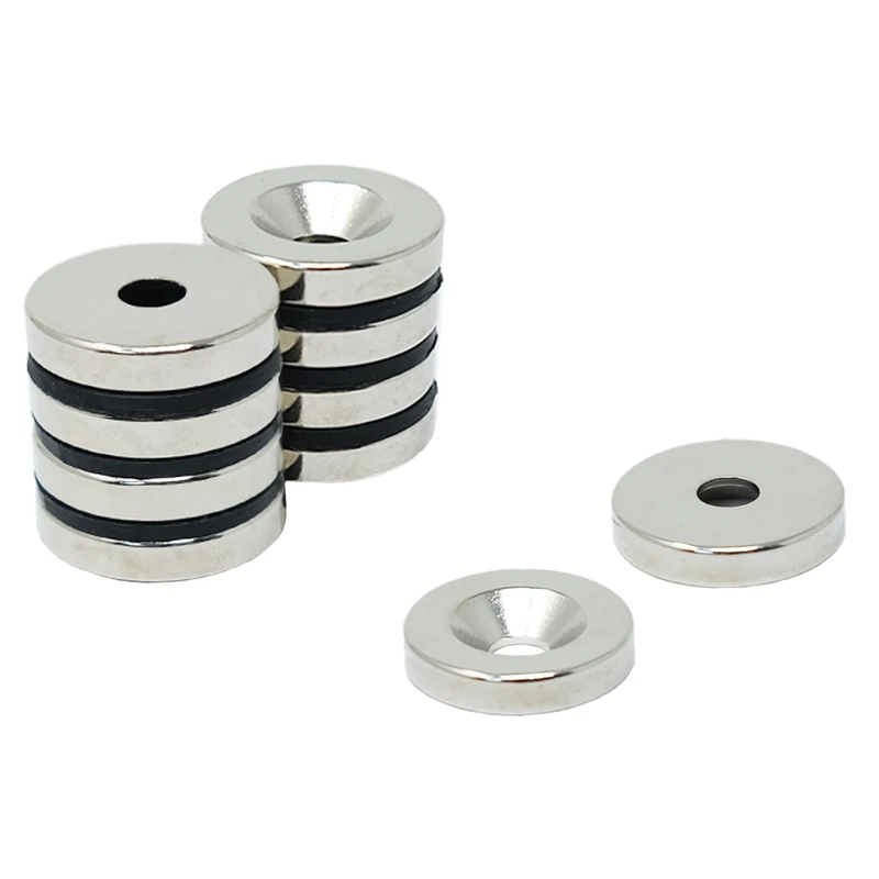 N42 Neodymium Countersunk Magnet for Arts, Crafts, Model Making, DIY, Hobbies, Office and Home - 20mm dia x 4mm thick x 5.2mm c/sink - 6.7kg Pull - North - Pack of 20
