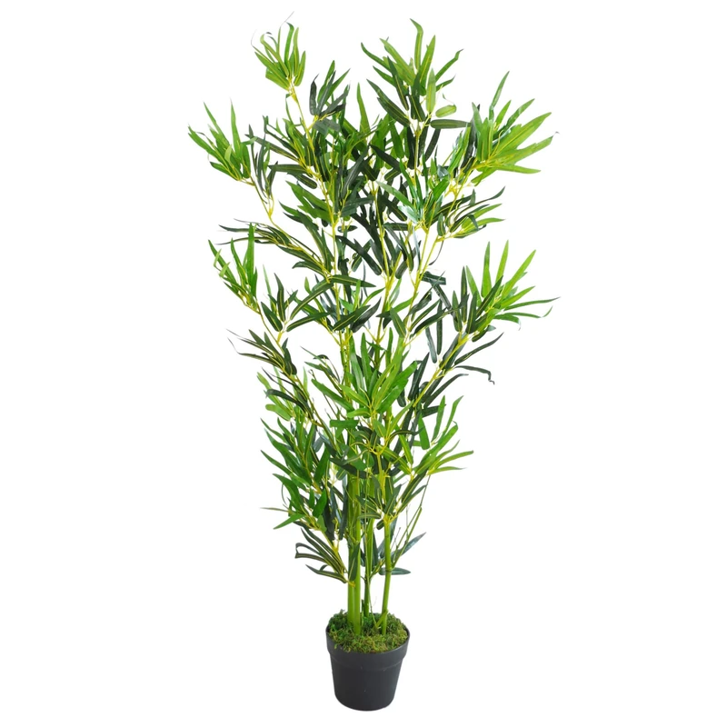 Leaf Design UK Artificial Bamboo Plants/Trees, Wood, Natural Green, 120 cm