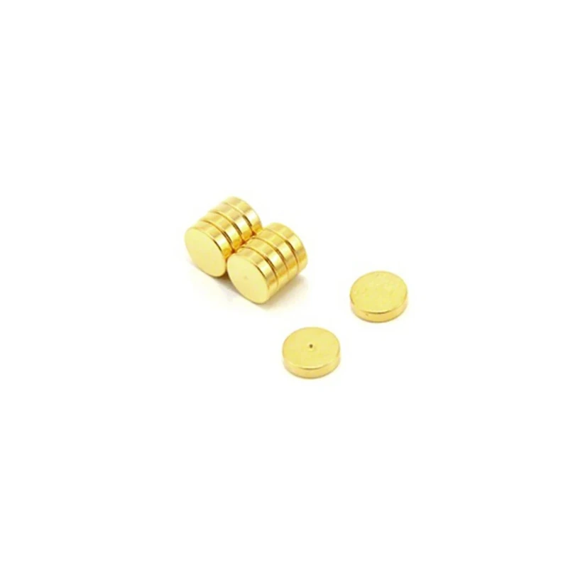 Gold Plated Magnet - Dimple On North Face - 6mm dia x 1.5mm thick - 0.44kg Pull - Pack of 200