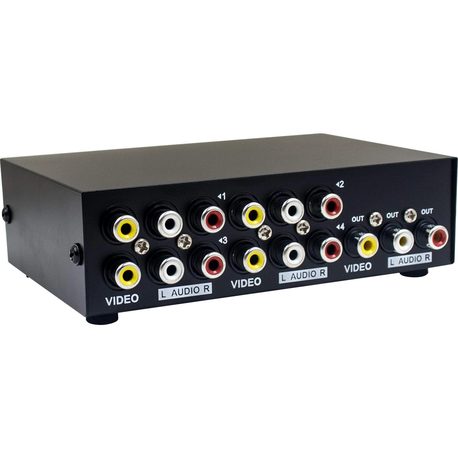 Duttek 4 Port AV Switch RCA Switcher 4 In 1 Out Composite Video L/R Audio Selector Box for DVD STB Game Consoles