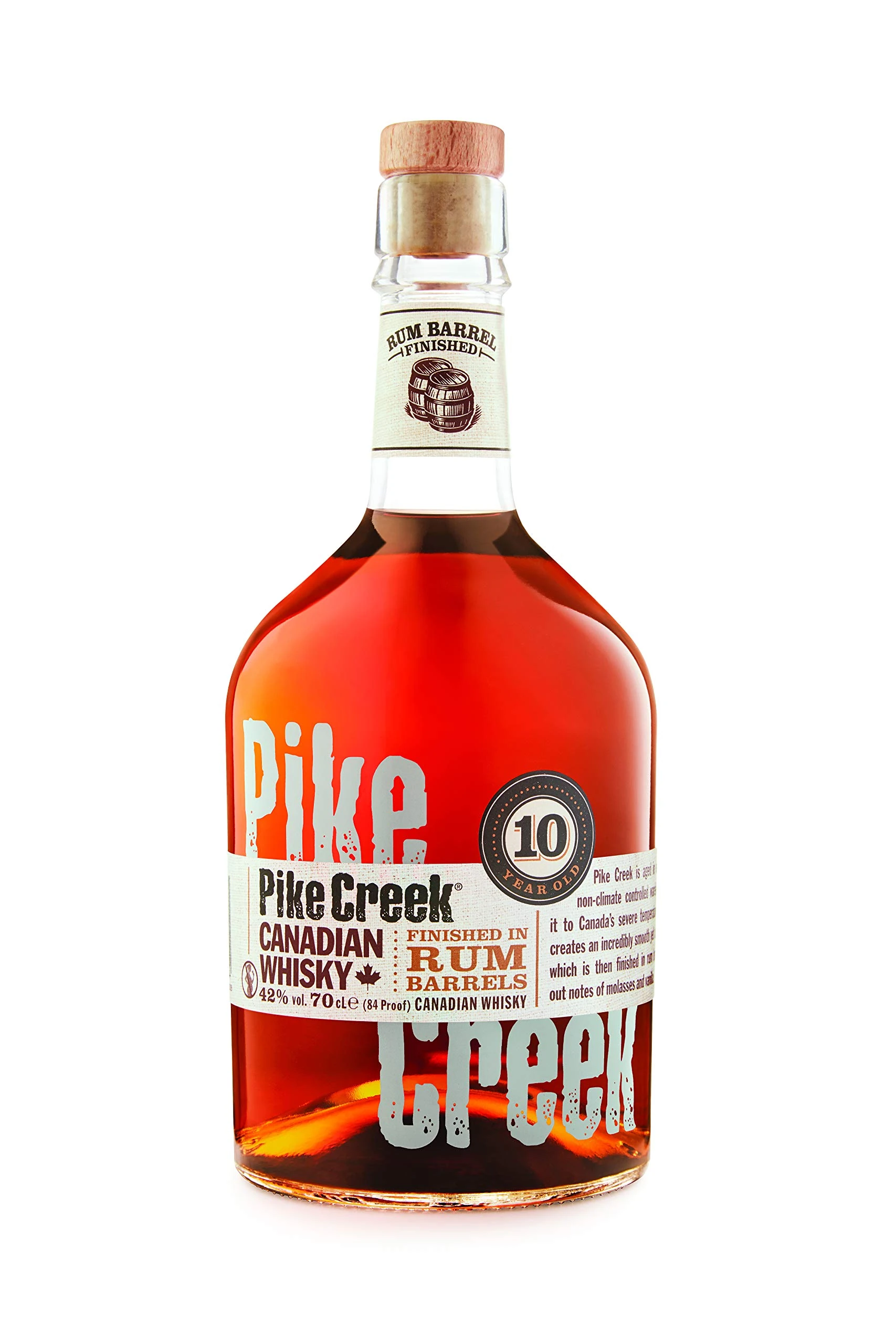 Pike Creek 10 Year Old Canadian Whisky | 70cl | 43 Percent | Finished in Rum Barrels | Soft and Smooth | Serve Neat or in Cocktails | Ideal for Gifting