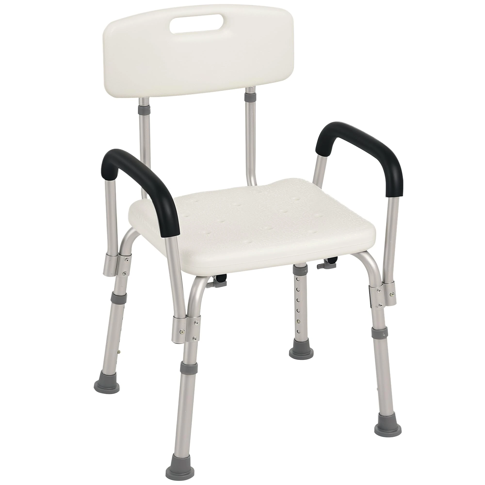 HOMCOM Adjustable Shower Chair, Shower Seat, Portable Medical Stool with Adjustable Back and Armrest for Mobility