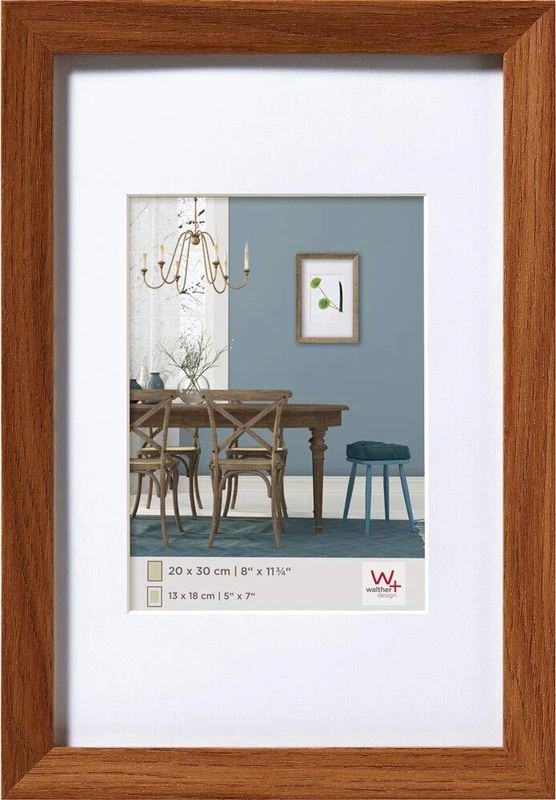 walther Design Picture Frame Dark Oak 60 x 80 cm with PassepArtout, Fiorito Wooden Frame EF080P
