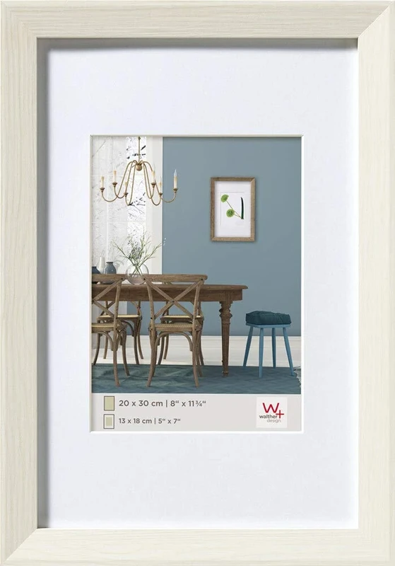 walther Design Picture Frame White 50 x 70 cm with PassepArtout, Fiorito Wooden Frame EF070W