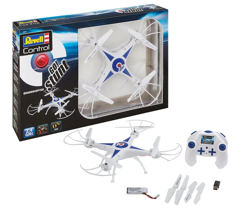 Revell Control 23842 Remote Control Quadcopter "Go! Stunt" With Precise 2.4 GHz Control, Speed levels, Flip Mode, Headless Mode, 6 Axis Gyro, Easy To Fly, 31cm in length