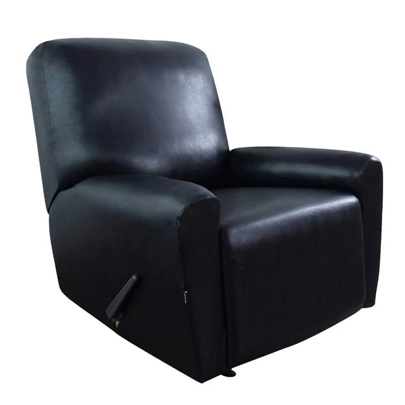 Easy-Going PU Leather Recliner Slipcovers, Waterproof Stretch Sofa Covers, Recliner Chair, Black