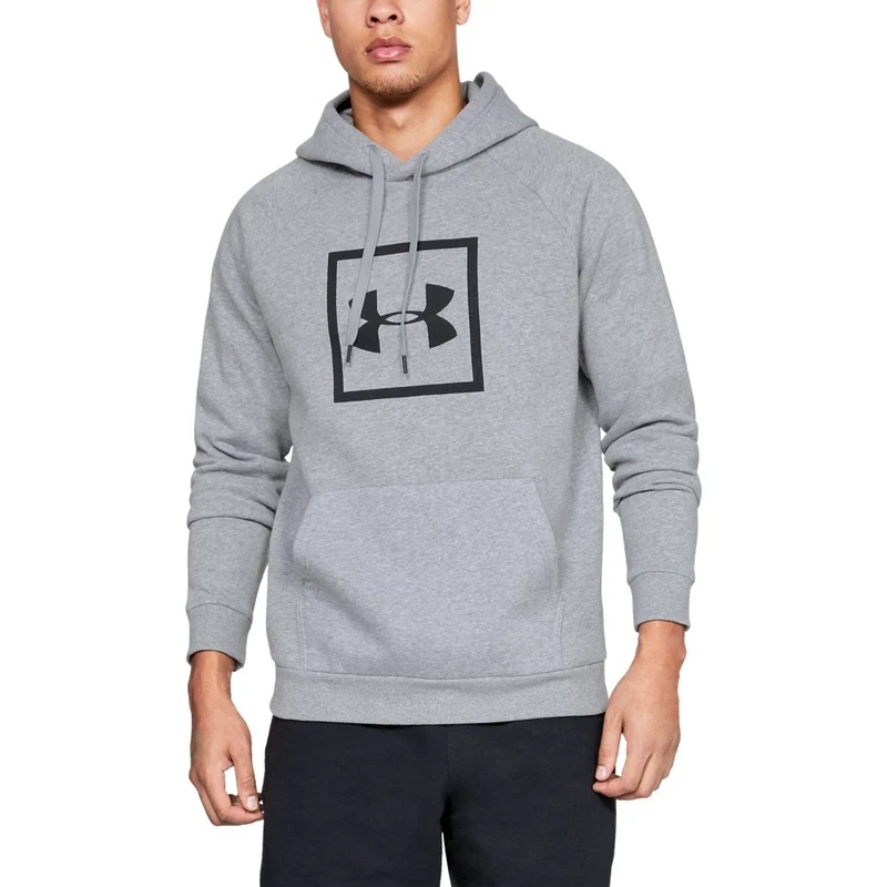Under Armour Men Rival Fleece Box Logo Hoodie, Running Hoodie with Graphic Logo, Hooded Jumper for Men with Pocket