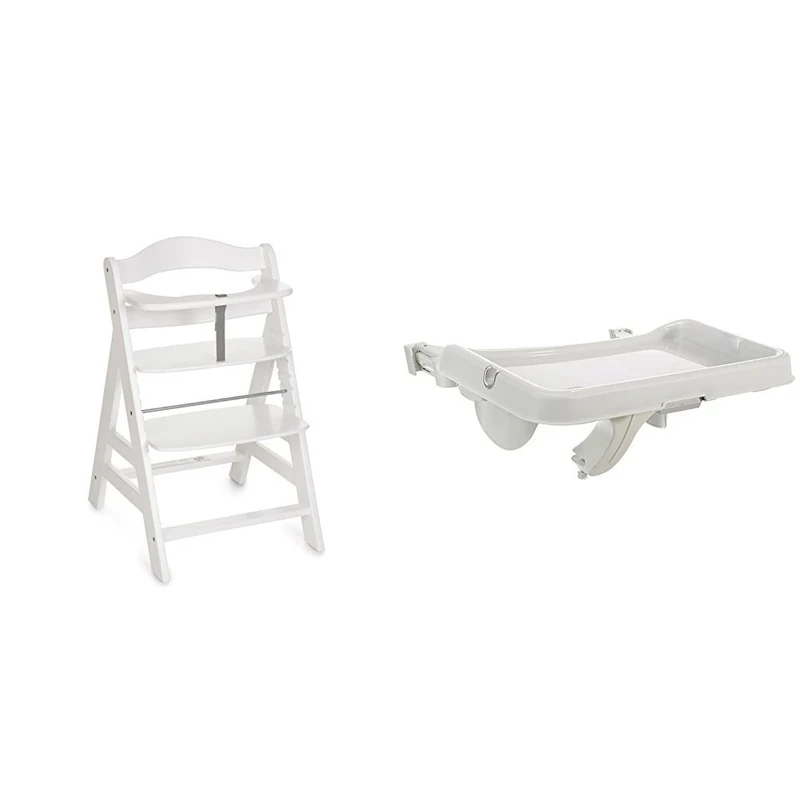 hauck Alpha+ Wooden Highchair - White + Alpha Tray
