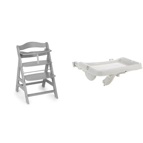 hauck Alpha+ Wooden Highchair - Grey + Alpha Tray