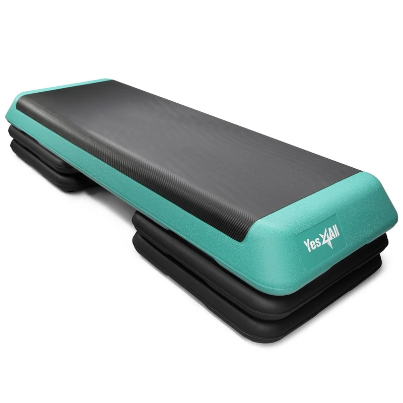 Yes4All LC77 Adjustable Aerobic Step Platform with 4 Risers Exercise Step Platform/Aerobic Stepper, X-Large, Black/Green