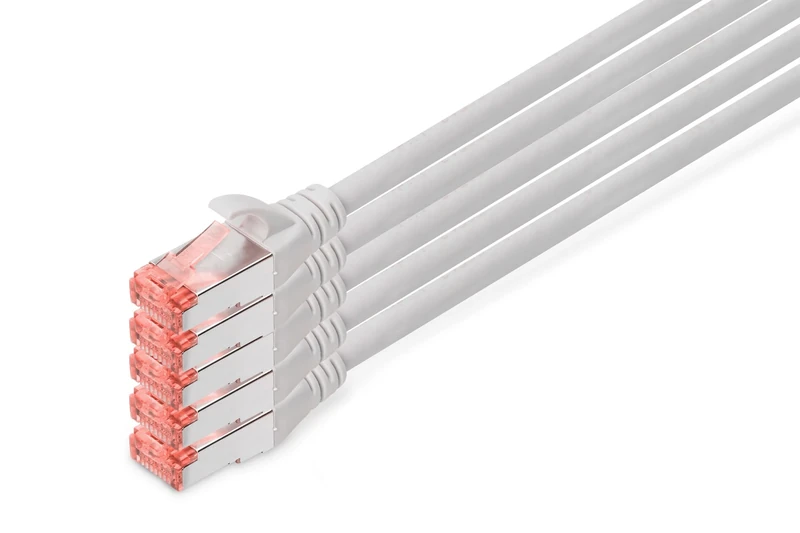 Cat 6 S-FTP Patch Cable – LSZH, Copper, AWG 27/7, Grey, 15 m (Pack of 5 )
