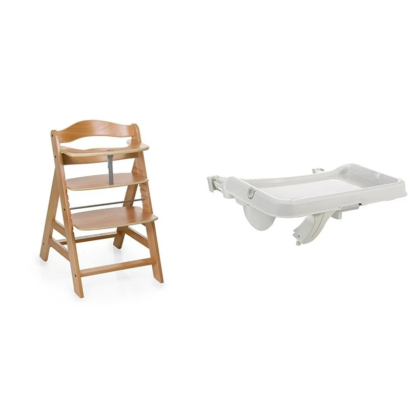hauck Alpha+ Wooden Highchair - Natural + Alpha Tray