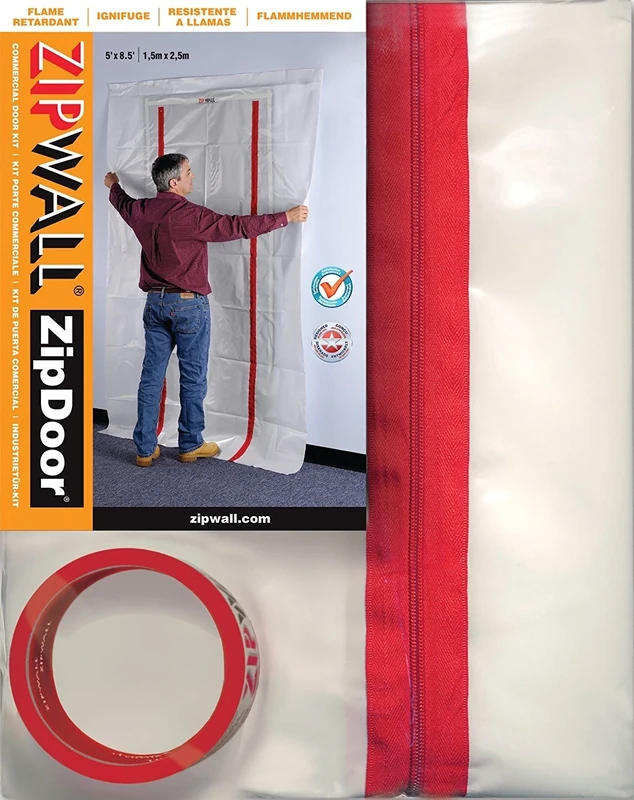 ZIPWALL ZDC-PK6 ZipDoor Commercial Door Kit for Dust Containment, Clear, 6 Pack
