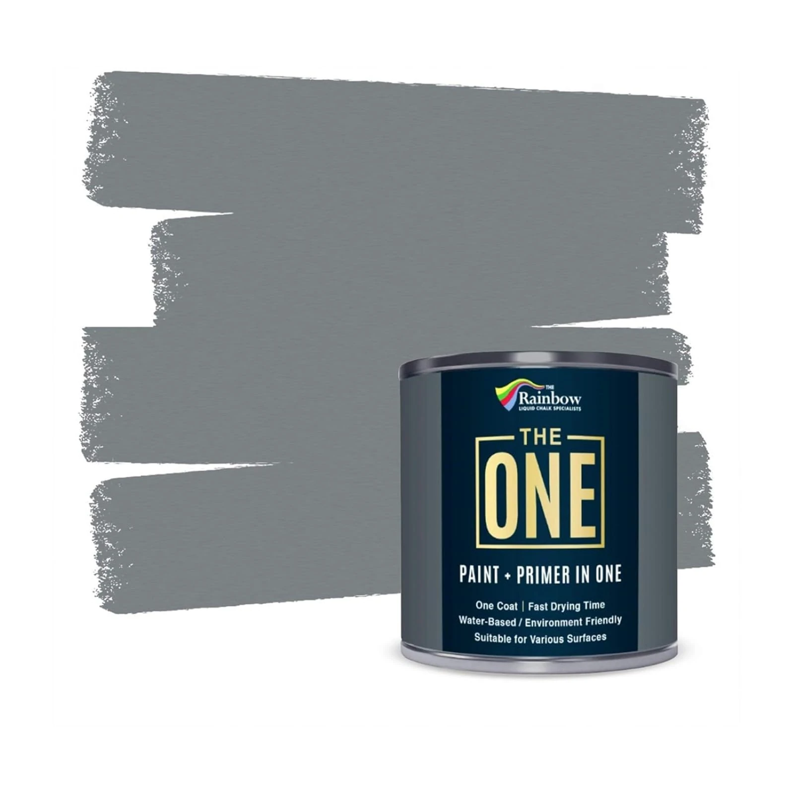 THE ONE All-In-One Paint & Primer - Grey Satin, 250 ml | Multi-Surface 1 Coat Formula | Easy Indoor & Outdoor Decorating for Home & Garden Walls, Floors & Furniture | Durable, Water-Based & Low VOC