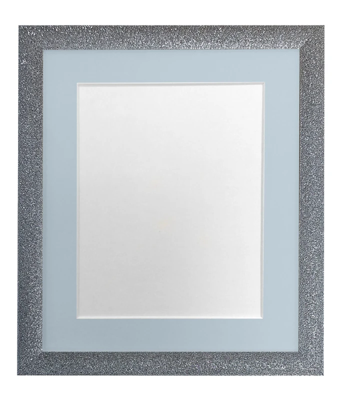 FRAMES BY POST Gunmetal Picture Photo Frame with Blue Mount 30 x 20 Image size A2 Plastic Glass