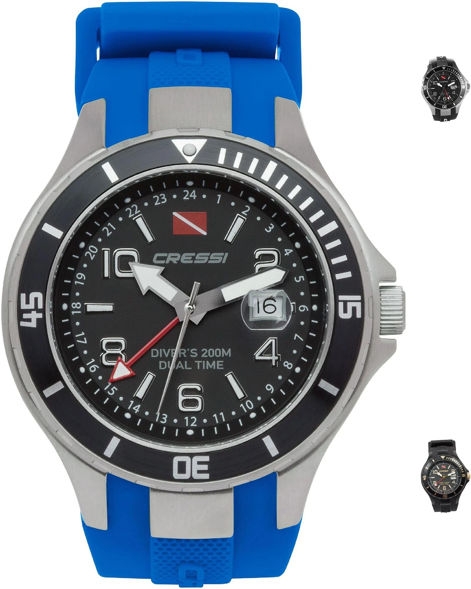 Cressi Traveller Dual Time - Diving Watch - Silver/Black/Blue, One Size