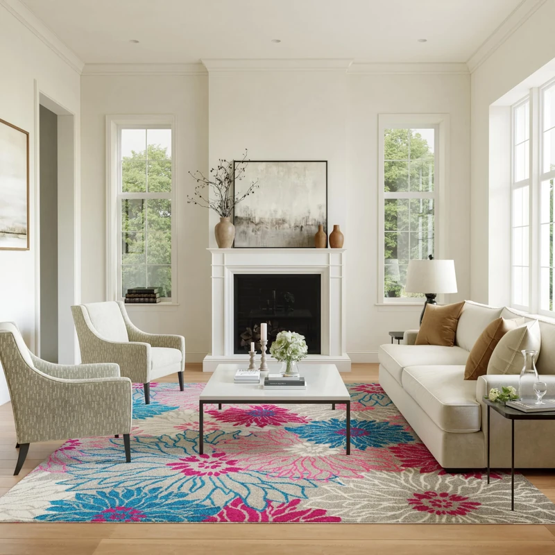 NOURISON Passion Floral Grey 8' x 10' Area Rug 8' x 10'
