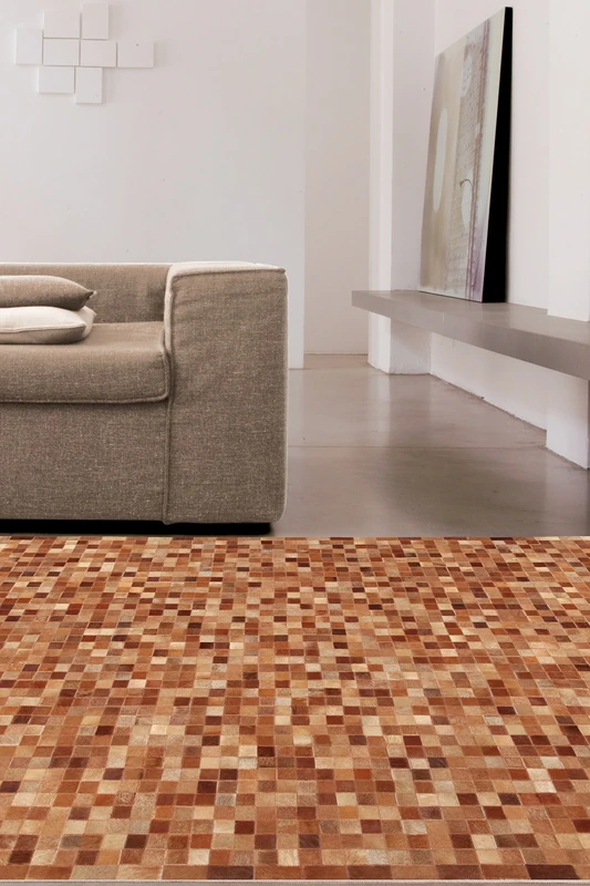ABC 9010763 Rug, Leather, Brown, 200 x 140 x 0.8 cm