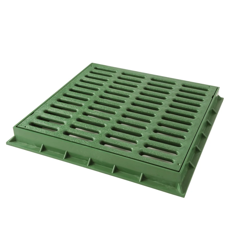 First Plast tgnp40 V-y Frame with Grill pedonabile in PVC, Green, 400 x 400 mm - Image 1