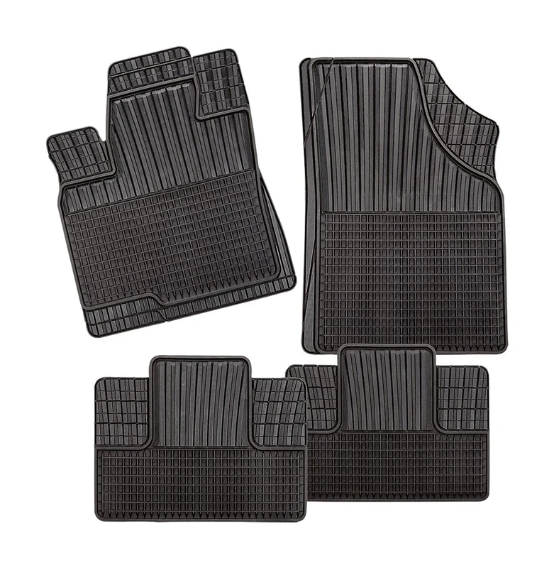 CarFashion Monza CD2 271039 All-Weather Mat Set of 4 Black TPE Rubber Mat Semi-Fit Foot Mats Set Without Mat Holder