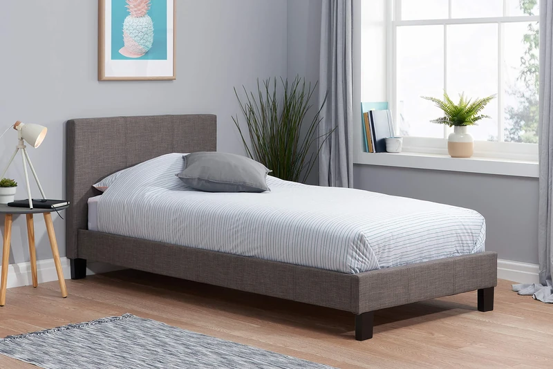 Birlea Berlin Bed, Fabric, Grey, Single