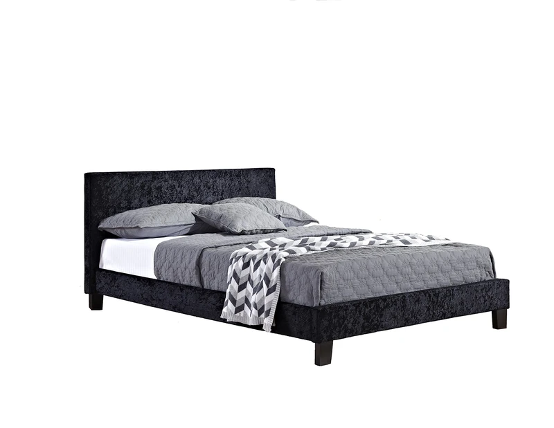 Birlea Berlin Bed, Crushed Velvet, Black, Single