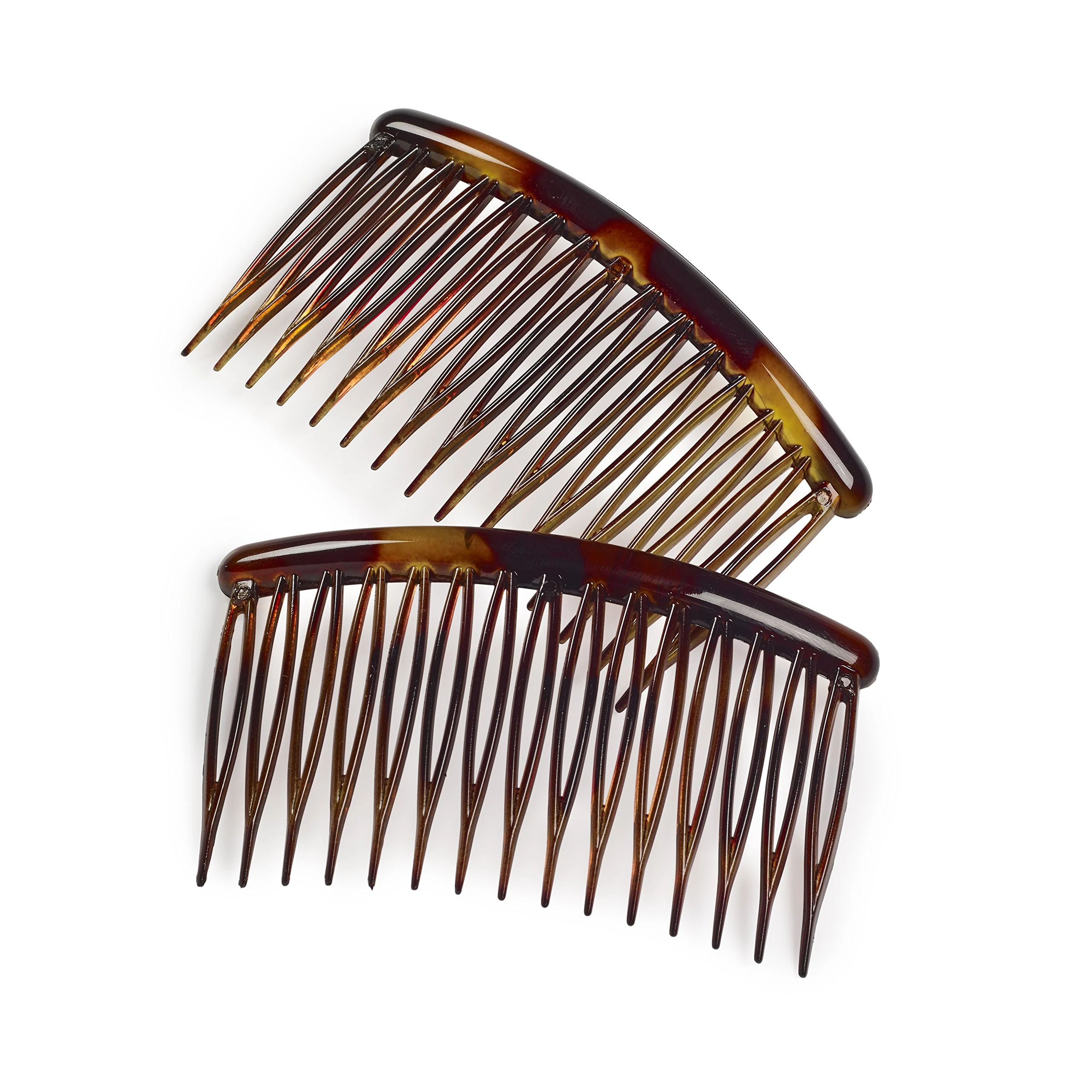 Manicare Side Combs, Pack Of 2, Tortoiseshell Finish, Plastic French Twist Pleat Combs, Hair Slides, Strong Hold Hair Clips, Hair Accessories, Suitable For All Hair Types And Lengths
