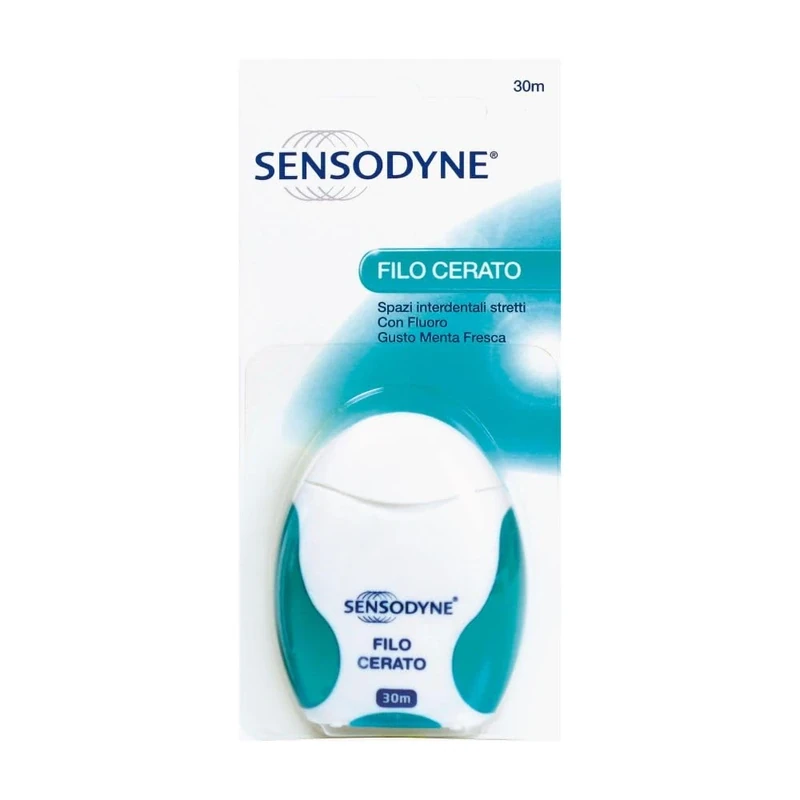 Sensodyne Waxed Floss with Fluorine, Helps Clean Mouth Areas That Toothbrush Won't Reach, Mint Flavour, Pack of 12 x 18g