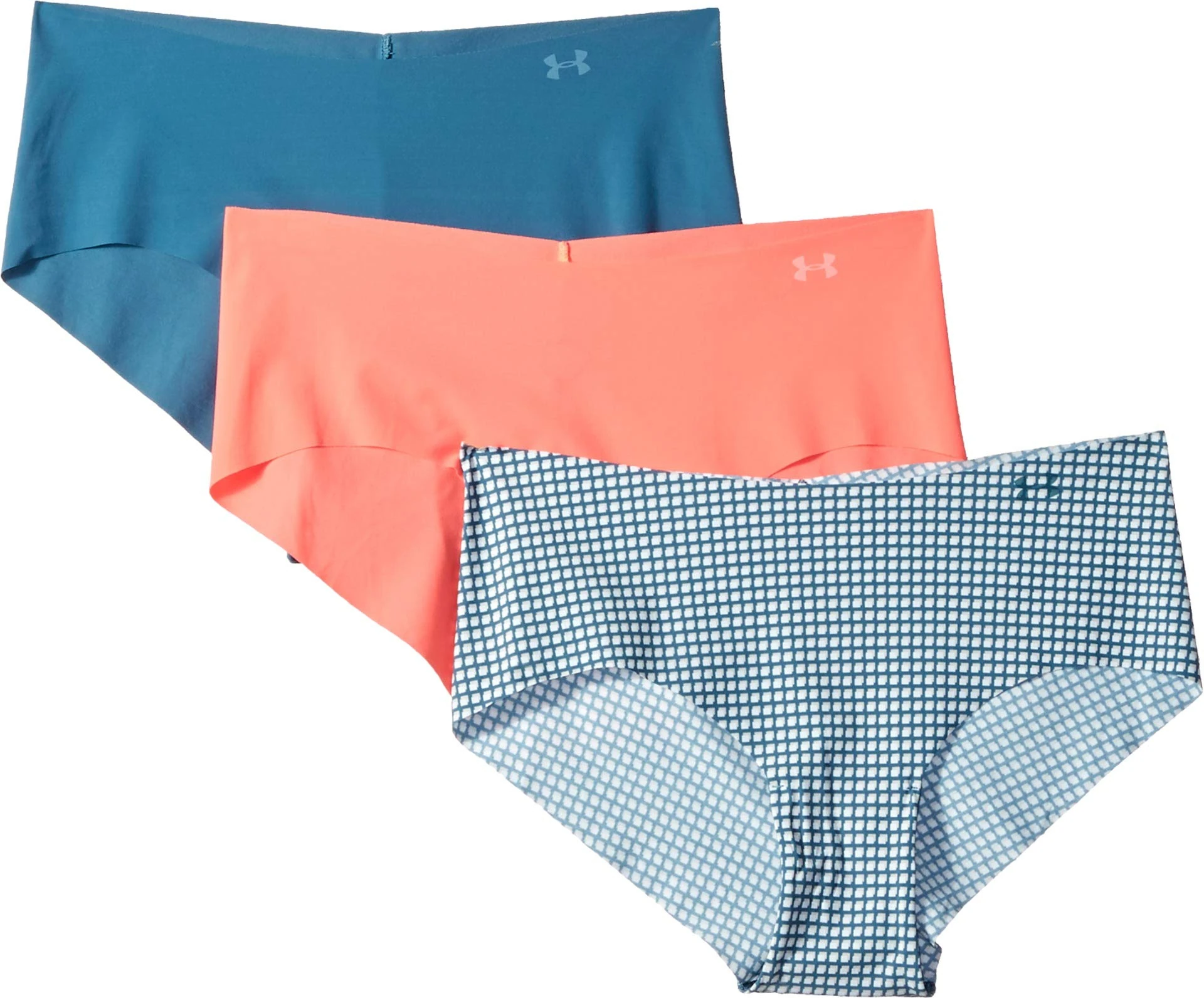 Under Armour Women's Pure Stretch Hipster Print - 3 Pack, After Burn (877)/Static Blue, Large