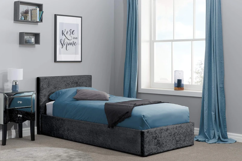 Birlea Berlin Ottoman Storage Bed, Crushed Velvet, Black, Single