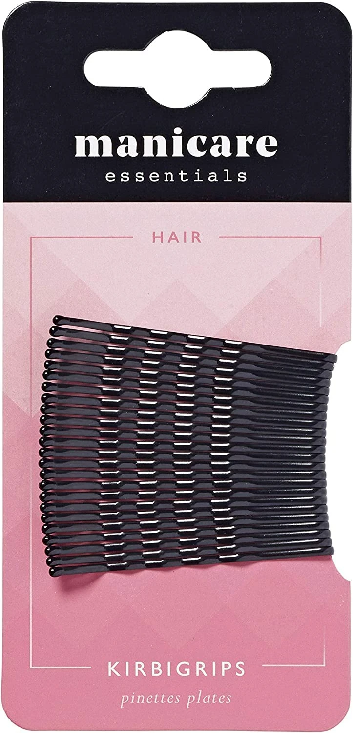 Manicare 24 Kirbigrips Black 5cm, Waved Bobby Pins, Grips For Holding Hair In Place, Styling, Buns, Updo’s, Strong, Secure, Durable, Suitable For All Hair Types And Lengths, Hairdressing Salon