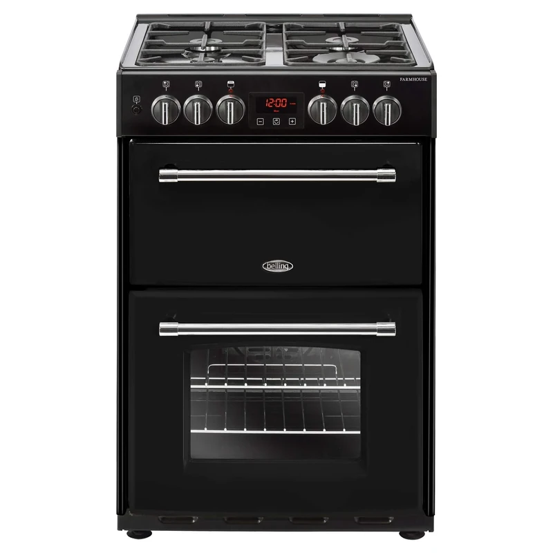 Belling Farmhouse 60DF 60cm Double Oven Dual Fuel Mini Range Cooker - Black