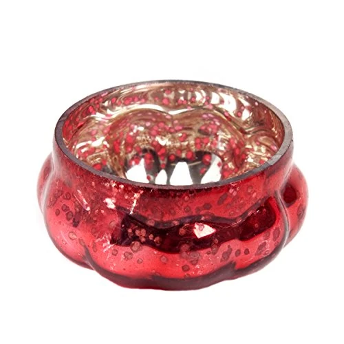 Insideretail 48-Piece Antique Pumpkin Mercury Glass Wedding Tea-Light Holders, Red, 7 x 7 x 7 cm