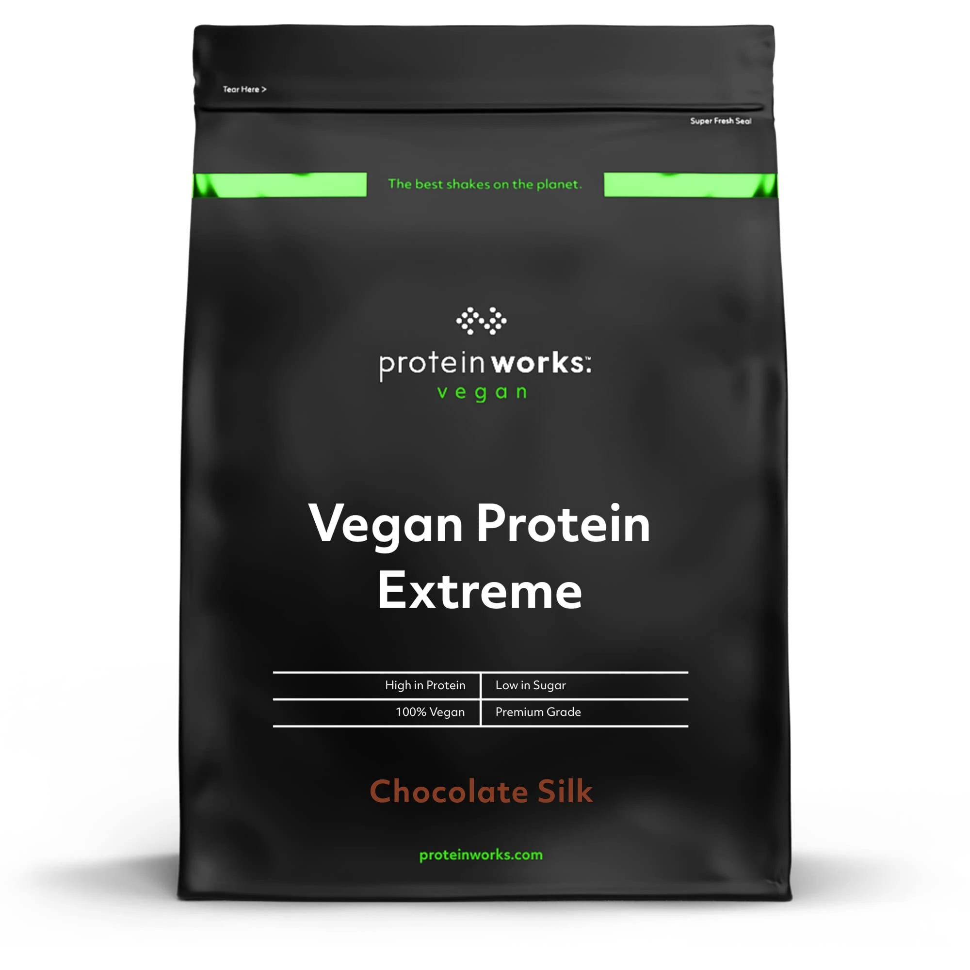 Protein Works - Vegan Protein Extreme, Added Vitamin Blend, Vegan Protein Powder, Plant Based Protein Shake, 28 Servings, Chocolate Silk, 1kg