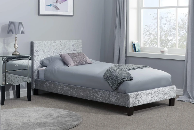 Birlea Berlin Bed, Crushed Velvet, Steel, Single