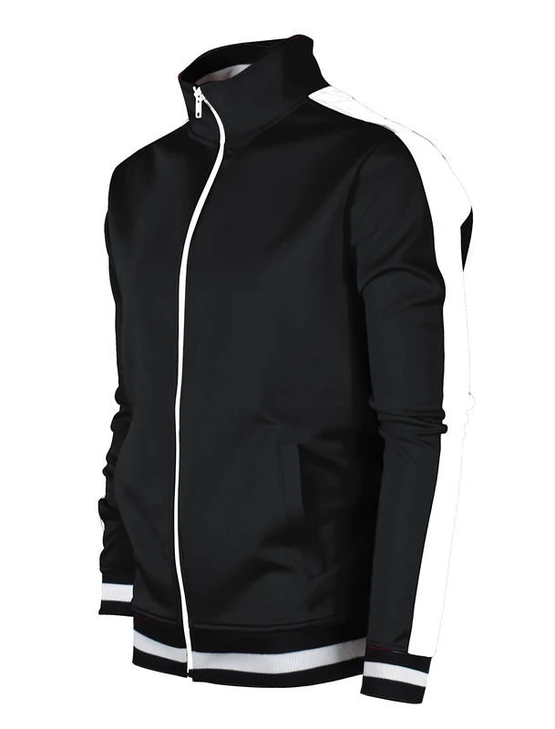 SCREENSHOT Mens Urban Hip Hop Premium Track Jacket - Slim Fit Side Taping Sportswear Urbanwear Streetwear Top, S51700-black, Small - Image 1