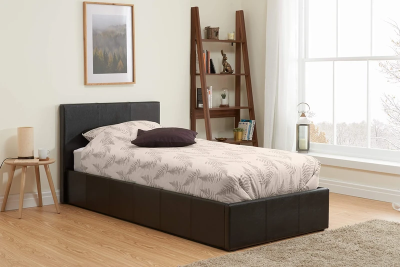 Birlea Berlin Ottoman Storage Bed, Faux Leather, Brown, Single