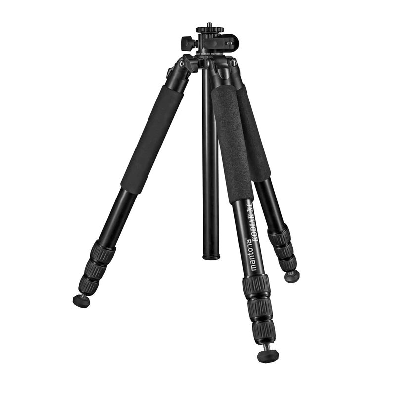 Mantona Kodiak XL Aluminium Photo Tripod, Sturdy Professional Photo Tripod without Ball Head, Swivelling Rotating Centre Column, Spikes, 2nd Short Centre Column, for Landscape Architecture and