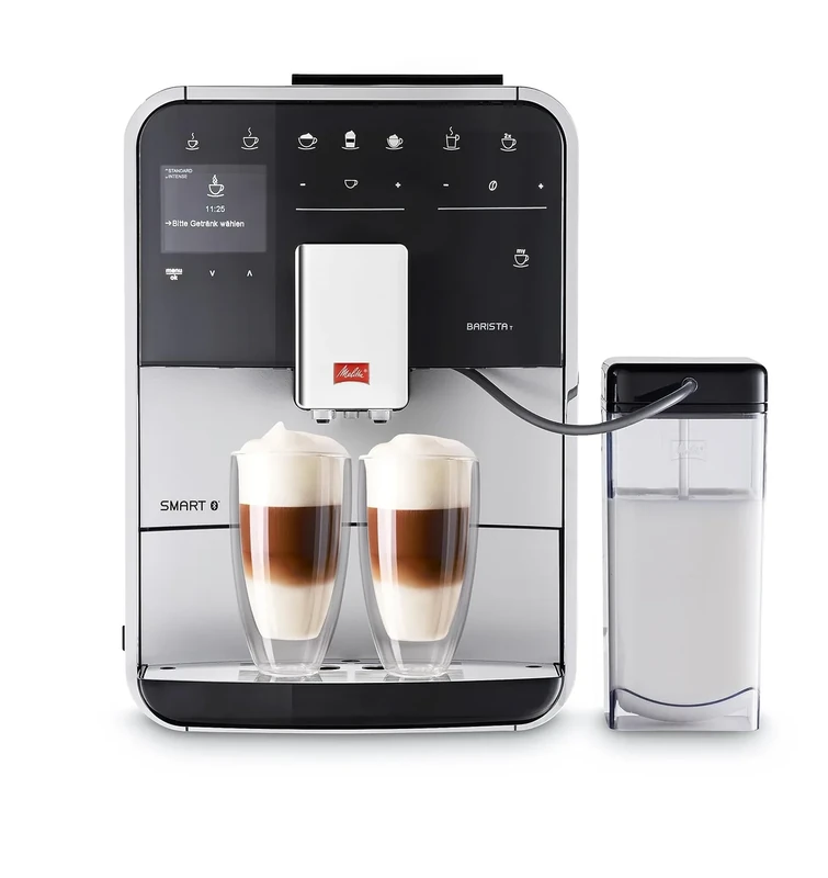 Melitta Integrated Bean to Cup Coffee Machine, Barista T SMART Model F83/0-101, Bluetooth connectivity, Connect App, Whisper Grinder (Quiet Mark), Silver