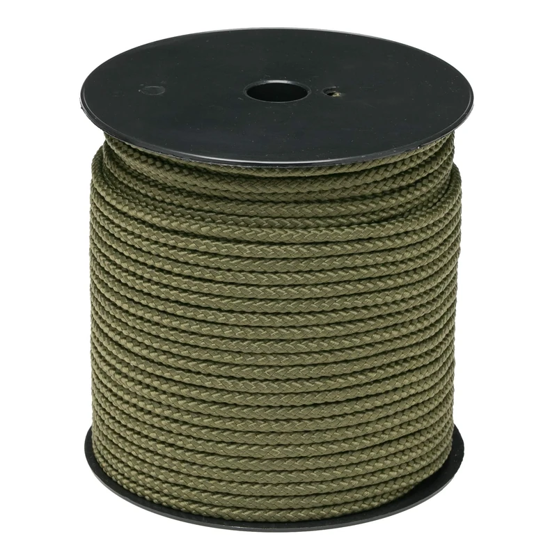 Flandria 416 K Solid Braided Polypropylene Halyard, Ø 6 mm, ± 100 m Spool, Khaki