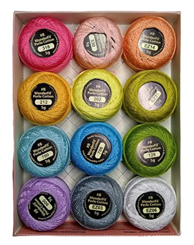 Wonderfil Eleganza #8 Perle Cotton Embroidery Thread Sampler Collection,Pastels