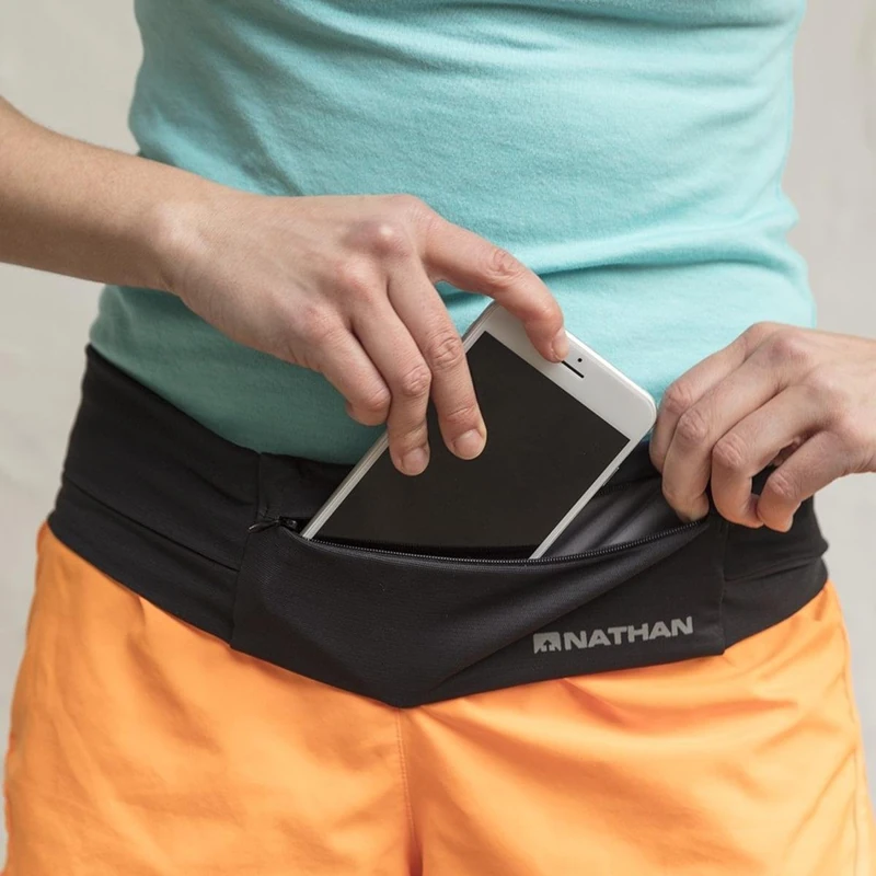 Nathan Zipster Running Belt.Bounce Free Waist Pack. Pockets with Zippers. Runners Fanny Pack. Fits All iPhones, Android, Samsung etc. for Men and Women