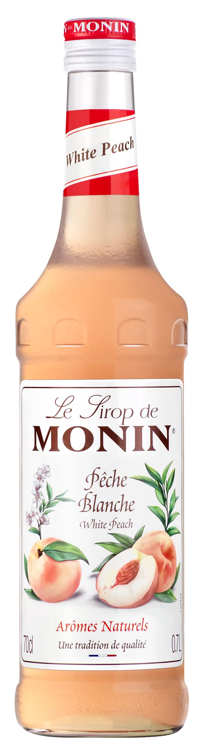 MONIN Premium White Peach syrup 700ml for Cocktails and Mocktails. Vegan-Friendly, Allergen-Free, 100% Natural Flavours and Colourings