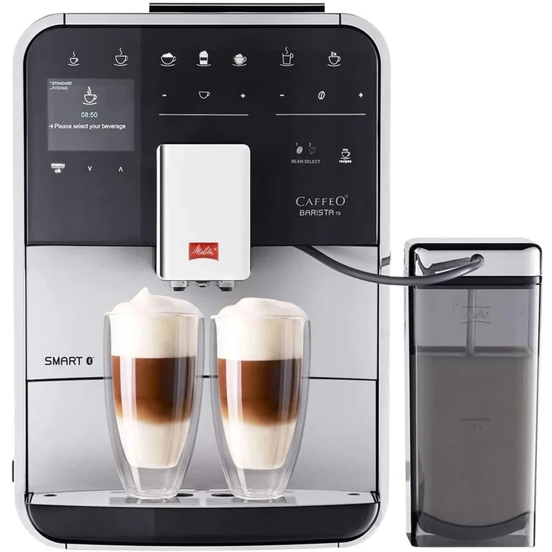 Melitta Integrated Bean to Cup Coffee Machine, TS SMART Model F85/0-101, Bluetooth connectivity, Connect App, Whisper Grinder (Quiet Mark), Silver